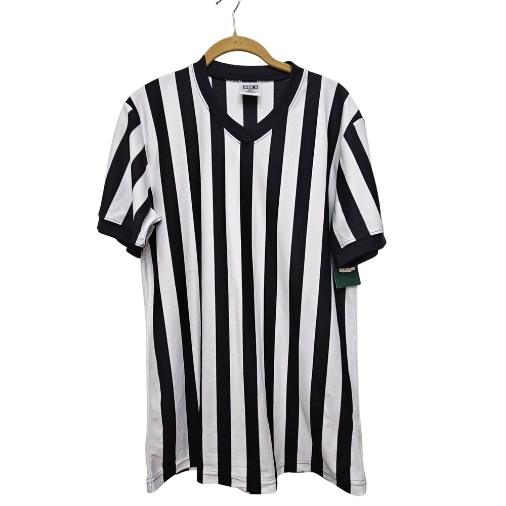 Dicks Referee Jersey Mens S Black White Striped V-Neck Short Sleeve Official TEE